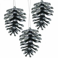 Christbaumschmuck Deko Zapfen Glitter Anthrazit H7Cm Baumschmuck Tannenbaum