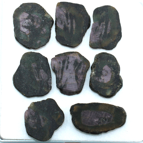 8 Pcs Natural Watermelon Ruby Untreated 24mm-34.8mm Rough Slice Loose Gemstones - Picture 6 of 13