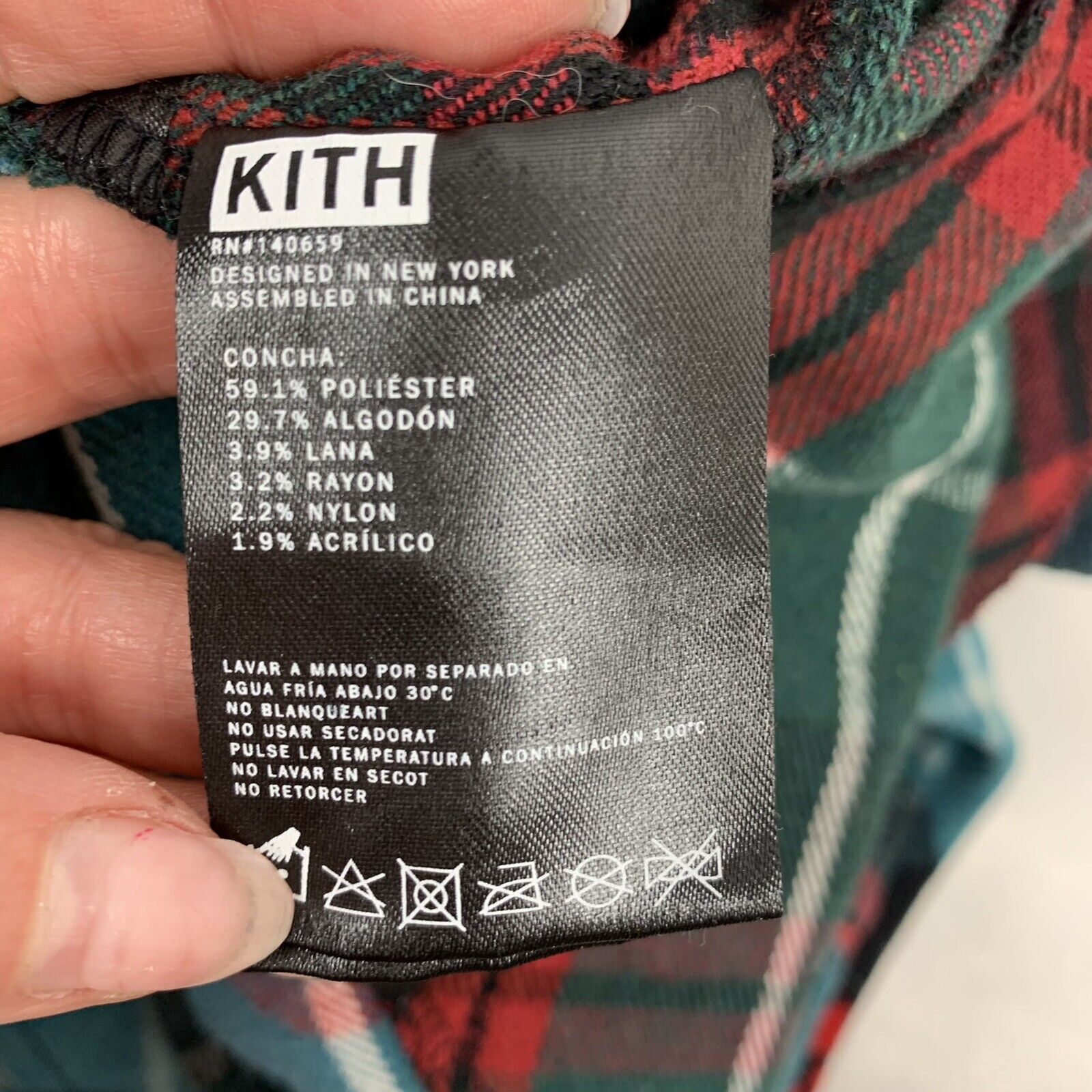Kith Mixed Plaid Ginza Shirt Teal Dark Green Long Sleeve Button 