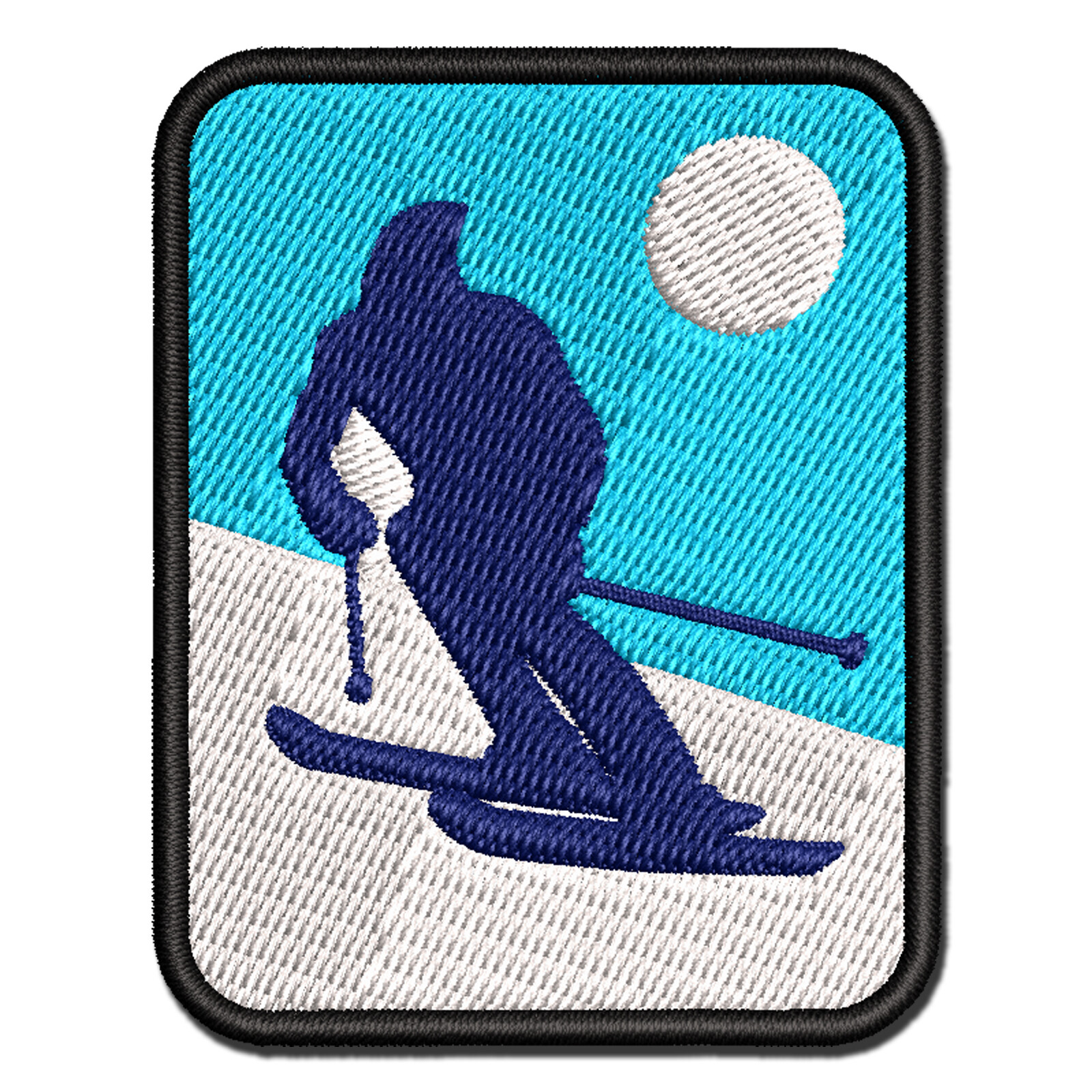 Colorful Skiing Skiers Embroidered Iron-On Applique Patch