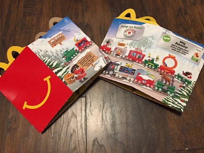 2017 McDonald's Holiday Express happy meal cardboard  two box bundle