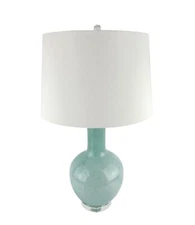 Rosemary Blue Mottled Glass Ovo Table Lamp NEW Old Stock Clean Flawless