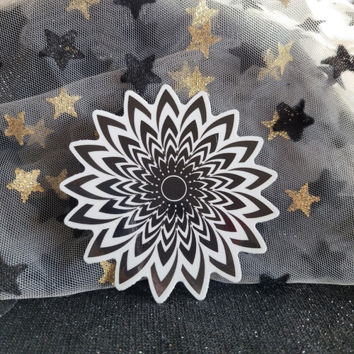 BWC003-spitz blumenförmig schwarz weiß Aufkleber | monochromatisch | psychadelisch - Bild 7 von 12