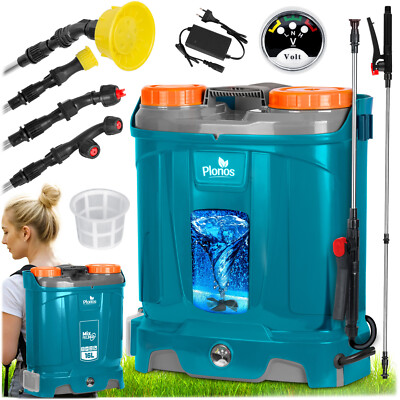 PLONOS Elektrischer Drucksprüher Gartenspritze 85 cm Rückenspritze 16 Liter