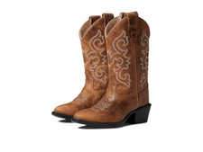 Old West cowboy Kids' 8" Round Toe Boots - Distressed Brown