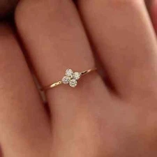 Flower Design Round Cut 0.24CT Lab-Grown Diamond In 10K Yellow Gold Promise Ring