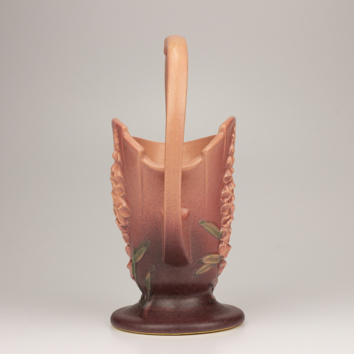 Roseville Vintage Pottery Foxglove Basket, Shape 373-8, Red (Pink