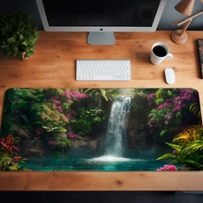 Tropical Waterfall Paradise Large Desk Mat Mouse Pad – 3 Sizes