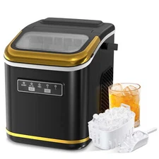 Countertop Ice Maker with Handle, 26lbs in 24Hrs, 9 Ice Cubes Ready in 6-13 Mins