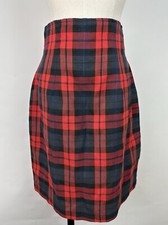 Vintage 90s Tartan Plaid Skirt Womens Small / 26" High Waist Red Preppy Punk