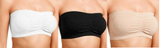 SEAMLESS PADDED BANDEAU BRA, STRETCH COMFORT, STRAPLESS, PULL ON, SIZES S - 3XL