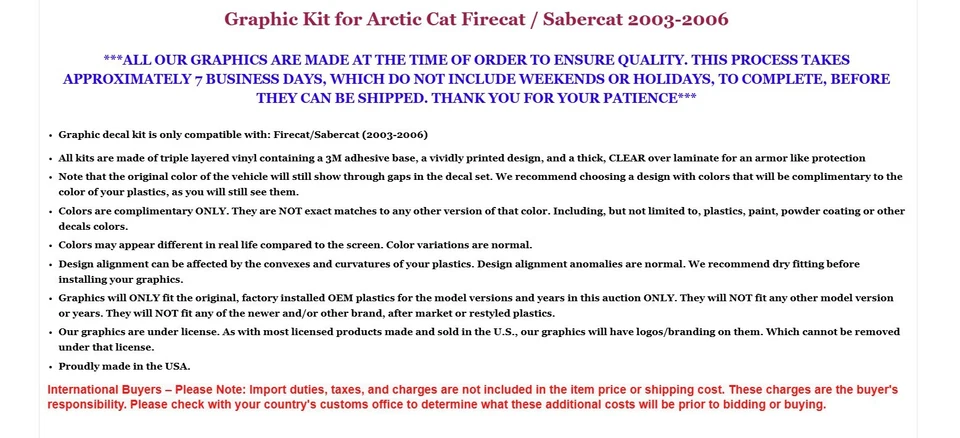 Calcomanías adhesivas gráficas de trineo para Arctic Cat Firecat/Sabercat 2003-2006 TMART G Foto 3 de 3