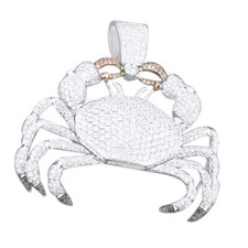 10.46 CT Round Simulated Diamond 14K WHITE GOLD Plated MEN'S CRAB ZODIAC PENDANT