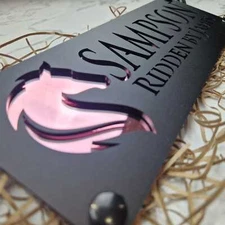 Luxury Horse name plate Laser Cut Black front section ROSE GOLD lettering