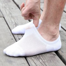 Men Bamboo No Show Nonslip Ankle Sport Mesh Low Cut Solid Casual Socks 5/10Pairs