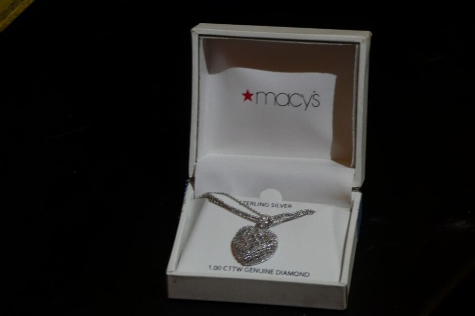 Macy's Genuine Diamond Heart Pendant Necklace 1.00 CTTW | eBay