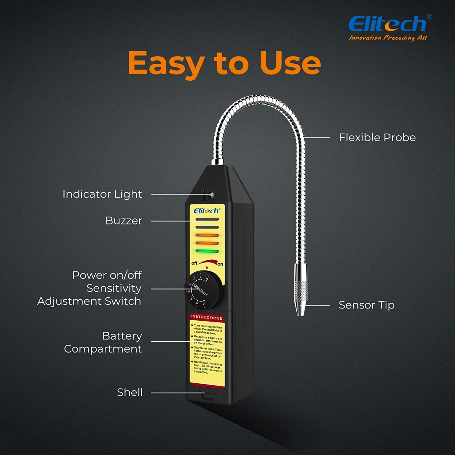 Elitech WJL6000S Freon Leak Detector Halogen Gas Sniffer Refrigerant