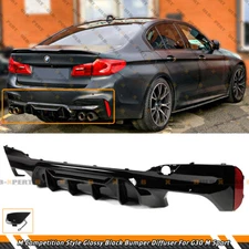 For 17-23 BMW G30 5 Series M Competition Style Gloss Black Rear Bumper Diffuser