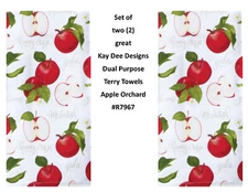 Set of 2 KAY DEE DESIGNS "Apple Orchard" R7967 Dual Purpose Terry Towels~16"x26″