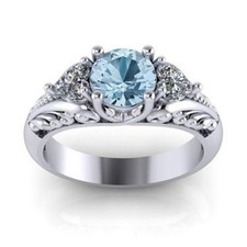 Elegant 925 Sterling Silver Blue White Topaz Engagement Wedding Ring Size 9