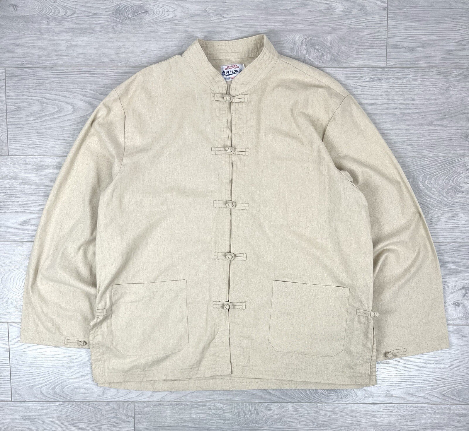 Fei Lon Vintage 70s Chinese Work Linen Jacket L Size Mens
