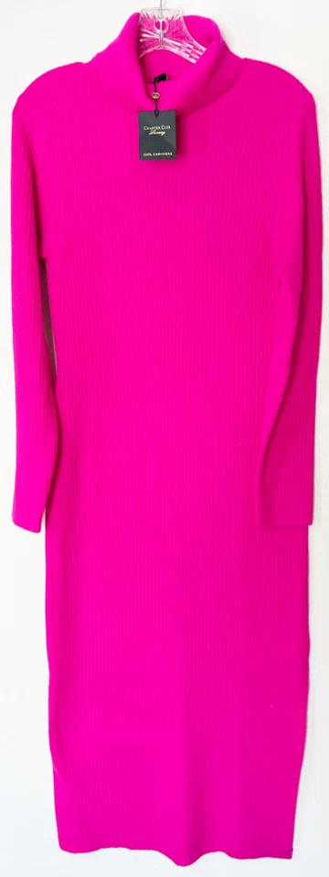 NWT Charter Club XL 100% Cashmere Turtleneck  Sweater Dress, Fierce Pink, $229 - Image 3 of 4