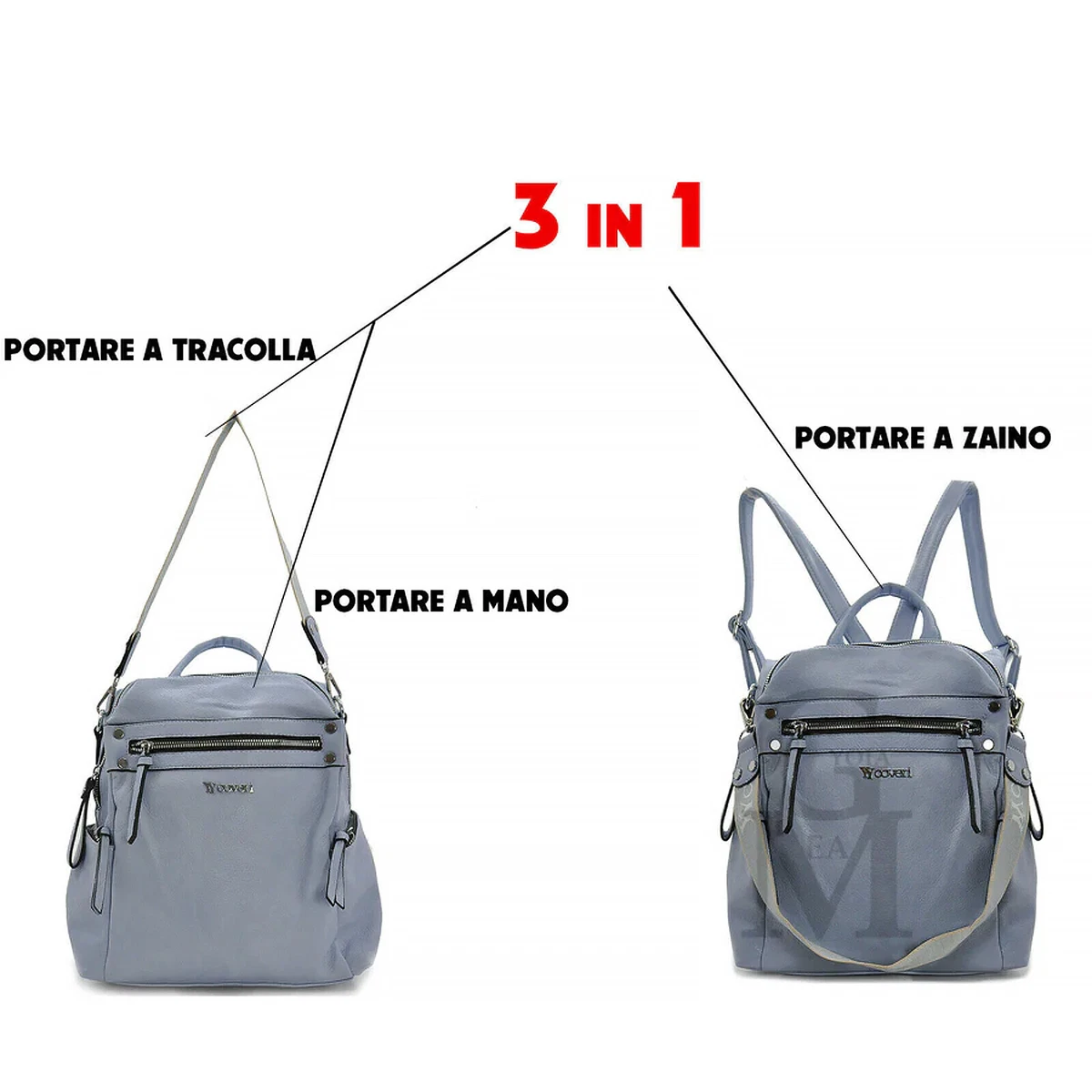 Ludipa Zaino 2 In 1 In Pelle Venata &ndash; Borsa Trasformabile Donna, Fatto A Mano In Italia, Nero