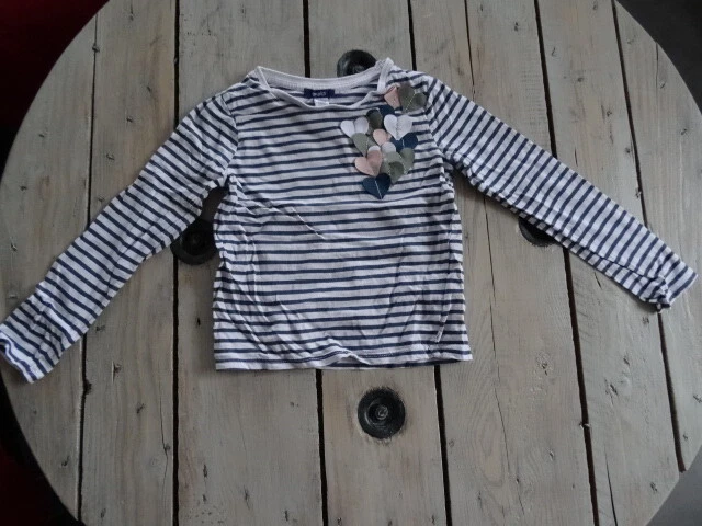 Lot De 2 T-shirts Okaïdi Pour Fille - Taille 14 Ans, Manches Longues Et Courtes, 100% Coton - Occasion Très Bon état