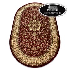 Traditionelle schöne klassische Teppich Oval ROYAL Ornament rotwein Dickes Weben