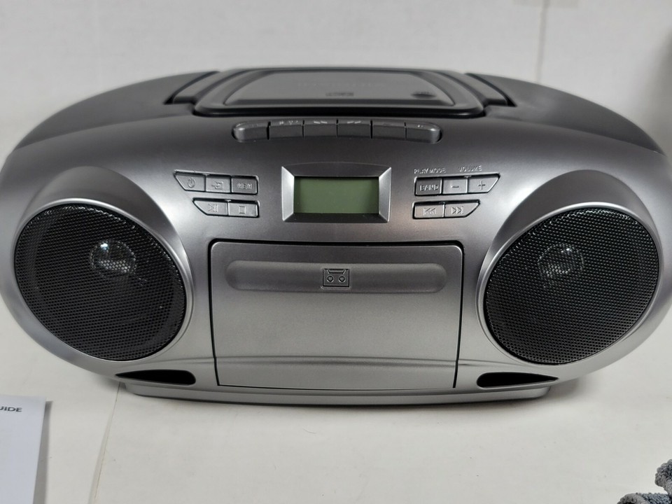 Insignia - AM/FM Radio Portable CD Boombox with Bluetooth - Silver ...