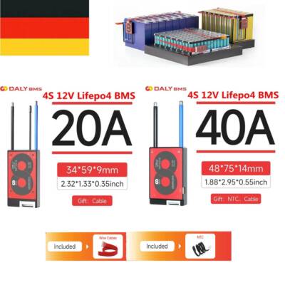 Daly BMS 4S 12V 20A-40A LiFePo4 BMS Akku-Schutzkarte mit Balance+NTC DE STOCK
