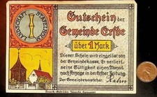 1921 Germany ERFDE 1 Mark Banknote / Notgeld