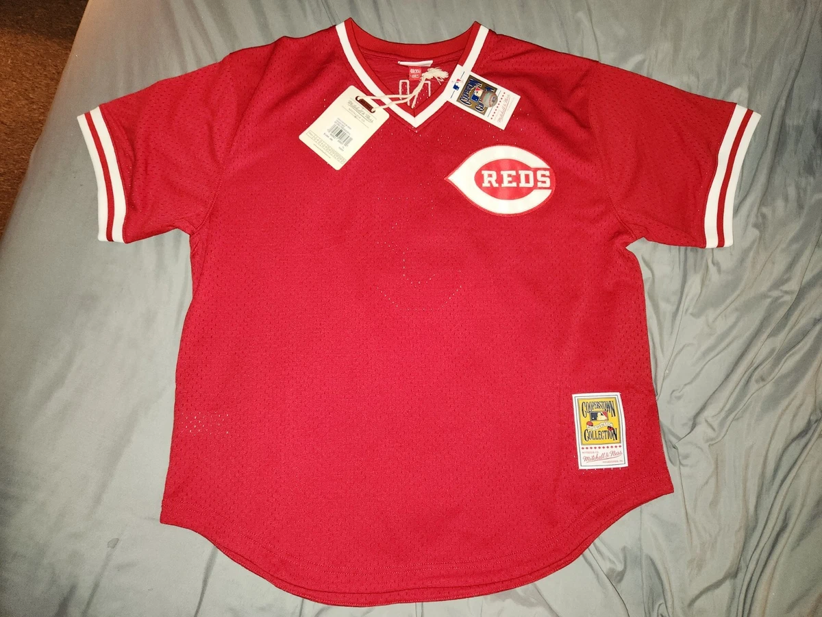 Men's Mitchell & Ness Johnny Bench 1983 Cincinnati Reds Batting Practice Cooperstown Jersey