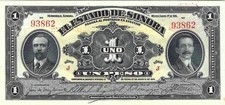 Mexico $ 1 Peso El Estado de Sonora Jan 1, 1915 UNC.