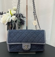 Chanel Classic Flap Medium Blue Denim Shoulder & Crossbody Bag Duty Paid
