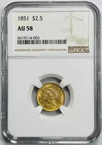 1851 $2.50 Gold Liberty Head Quarter Eagle NGC AU-58