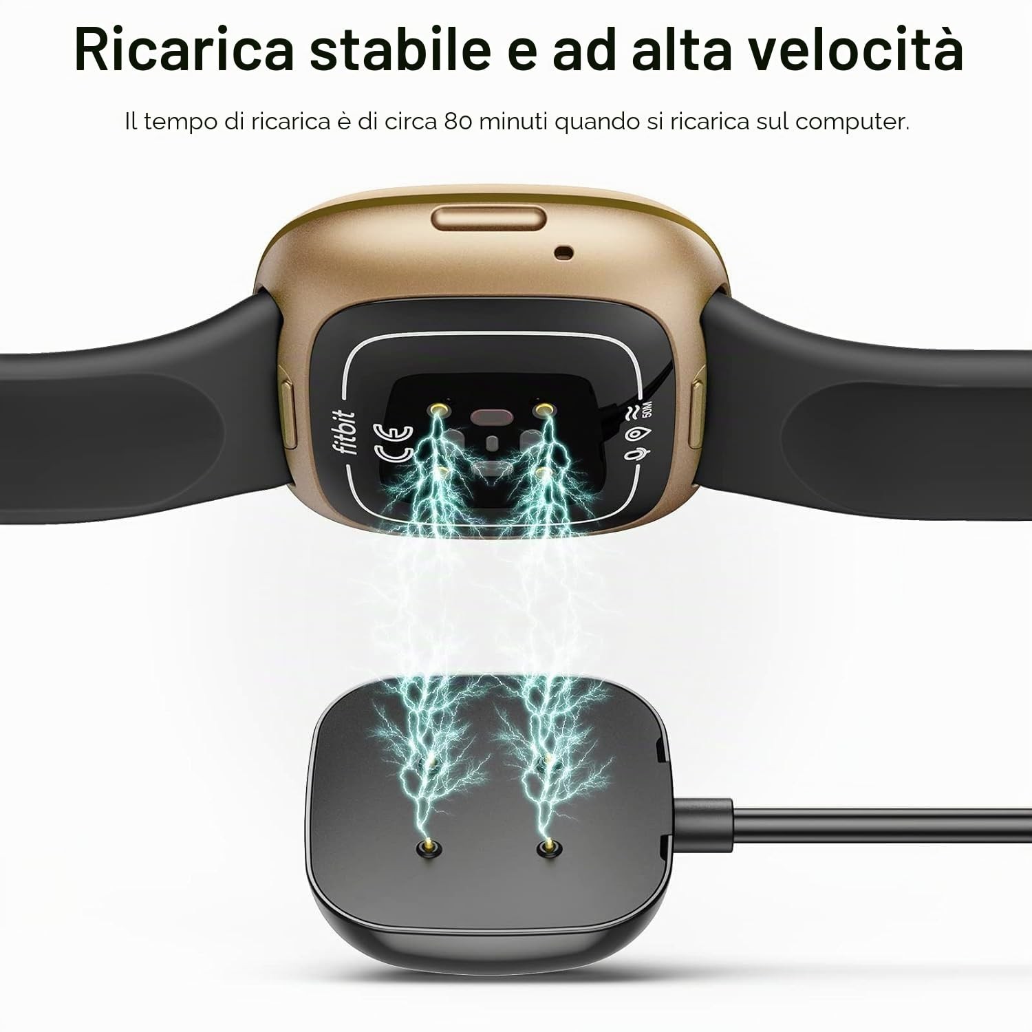 EnergiaExtra Caricatore per Smartwatch Versa 3 4 & Sense 2 Cavo Ricarica foto 5