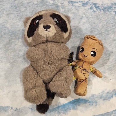 Marvel Guardians of the Galaxy Rocket Raccoon Groot Plush Lot 2pc