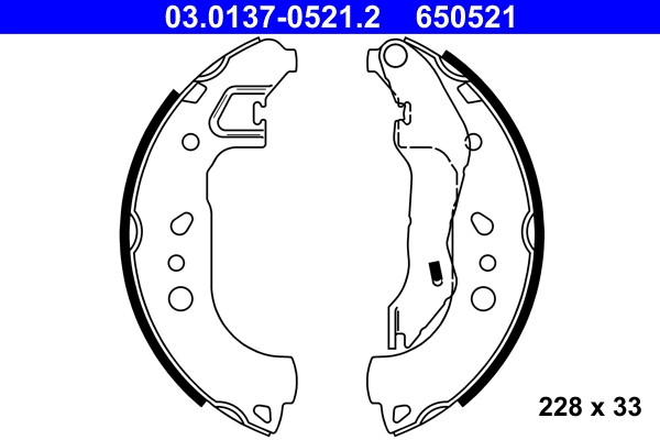 Mâchoires de frein ATE 03.0137-0521.2 pour tambour arrière d'origine 6R0698525B