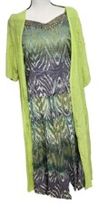 REBA Embellished Dress And Jacket Size 8 Lined Green Boho