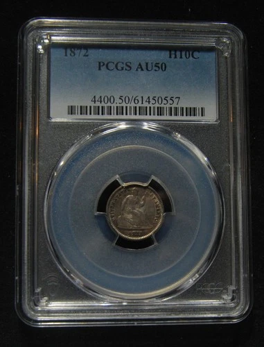 1872 Seated Liberty Half Dime - PCGS AU50