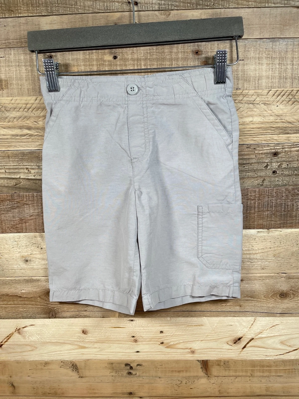 Jumping Beans Boys M(5/6) Solid Beige Shorts Pockets Cotton Kids Casual Bottoms
