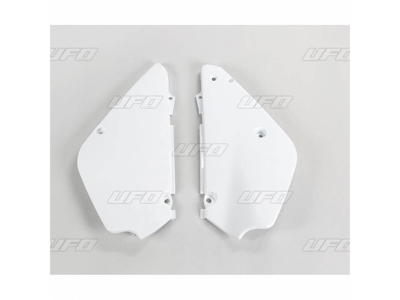 Plaques UFO Suzuki RM 85 finition premium en polypropylène blanc SU03970-041