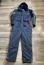 Vintage Sears Work Leisure Coveralls Mens 40 Blue Nylon Insulated Lined Belted