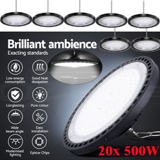 20PCS 500W LED UFO High Bay Industrial Light Factory Warehouse Workshop Garage