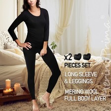2 Piece Merino Wool Set - Women's Long Sleeve  Leggings - Thermal Underwear
