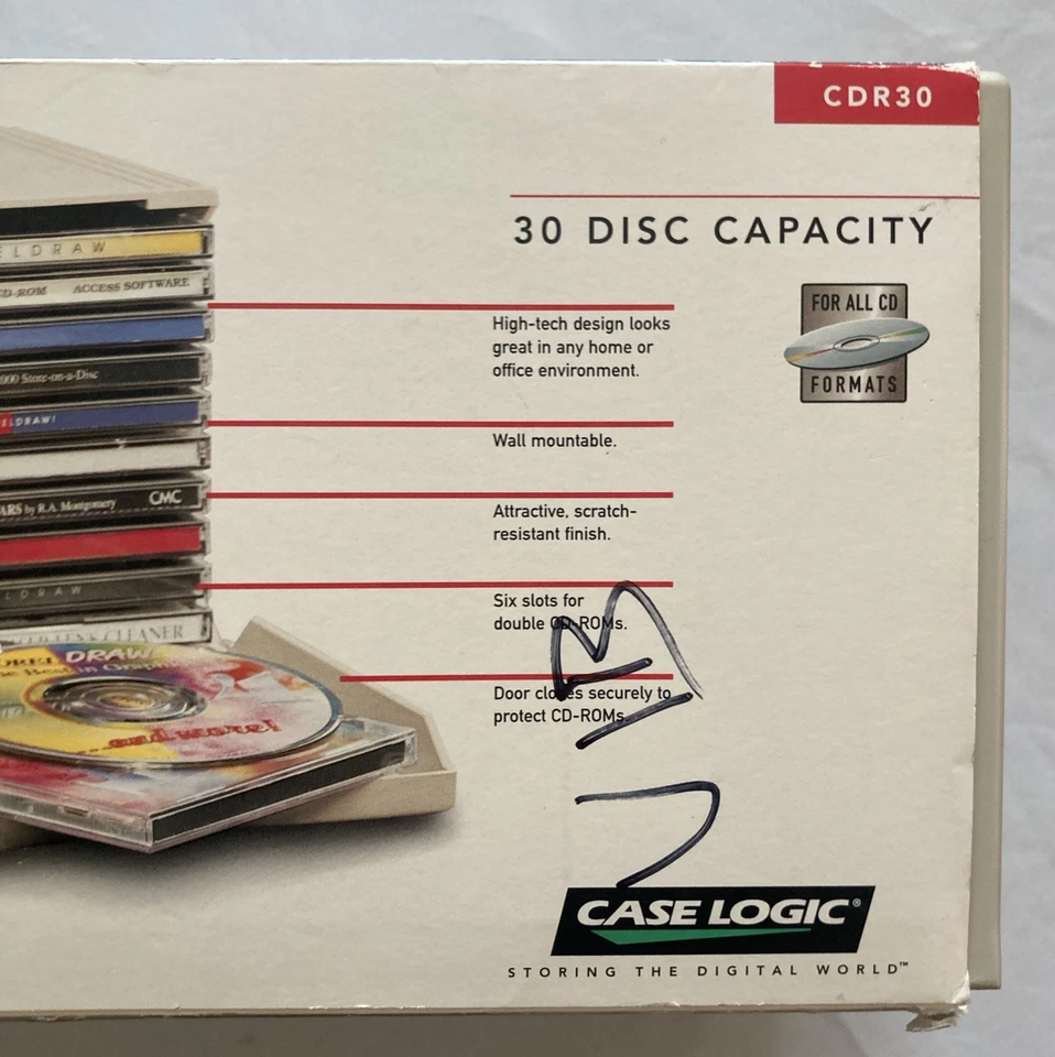 VTG Case Logic CDR 30 Plastic Compact Disc Storage Holder Desk Mount Vintage - Image 2 of 4