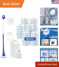Disposable Toilet Brush with 48 Wand Cleaner Refills, Wall Mounted Toilet Bow...