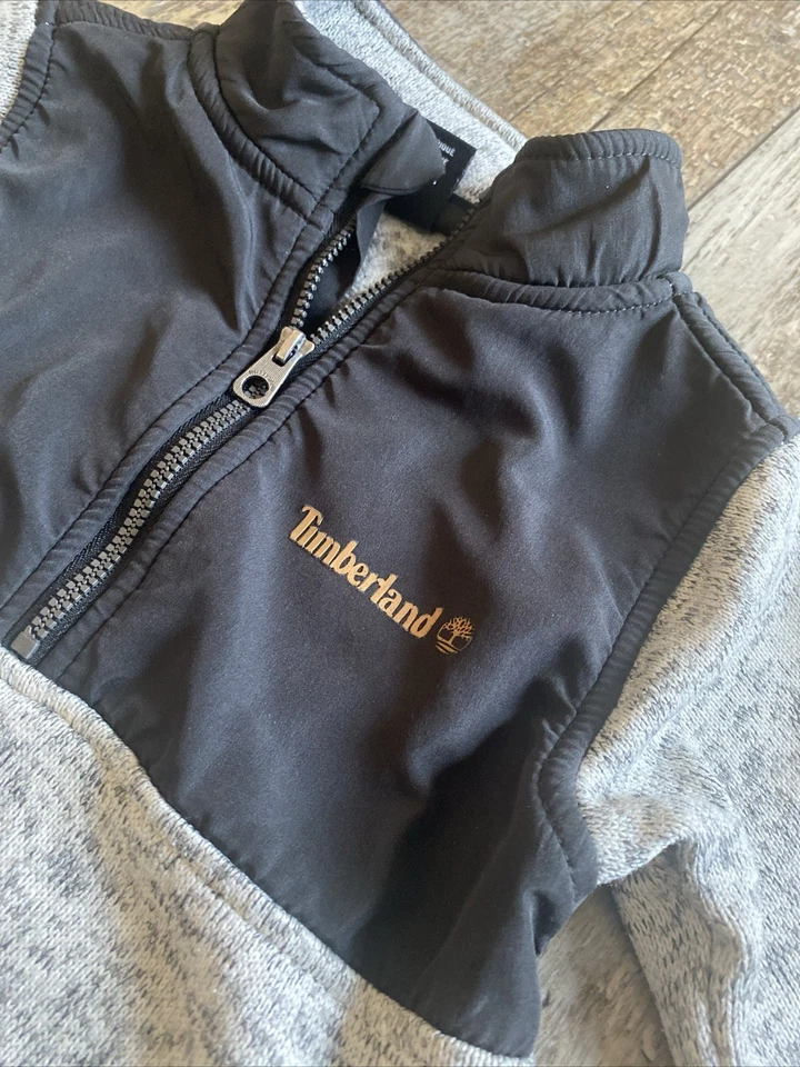 Timberland Bebé Niño Talla 3T Cuarto Cremallera Sudadera Gris y Negro Foto 2 de 4