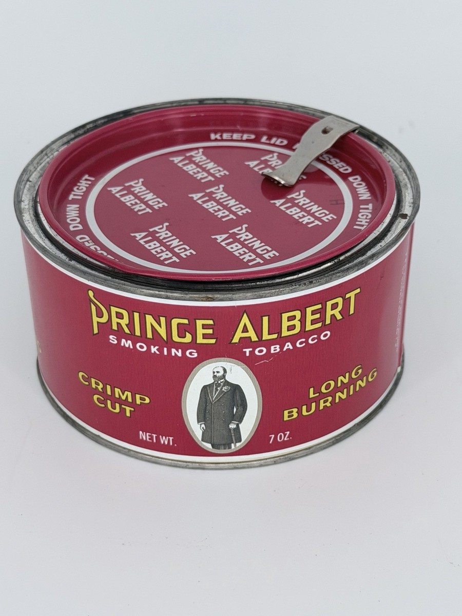 old prince albert tobacco tins Vintage Smoking Round 7 oz Tin Can with Opener ~ EMPTY PRINCE ALBERT TOBACCO CAN CANISTER